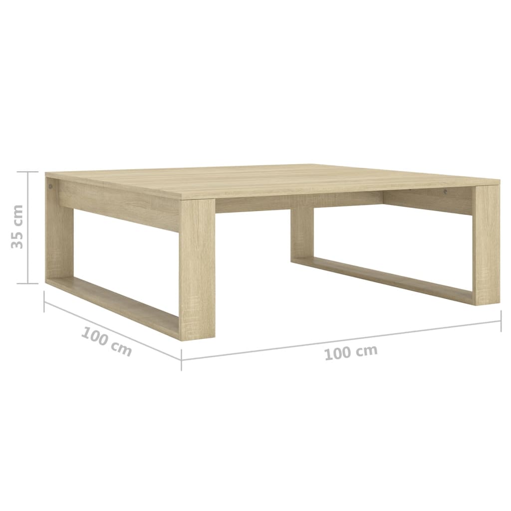 808633 vidaXL Coffee Table Sonoma Oak 100x100x35 cm Engineered Wood