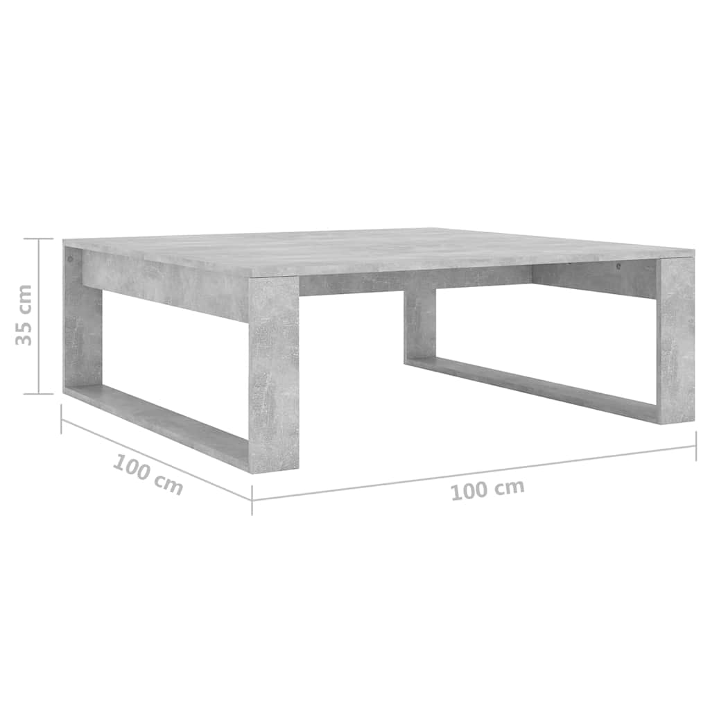 808634 vidaXL Coffee Table Concrete Grey 100x100x35 cm Engineered Wood