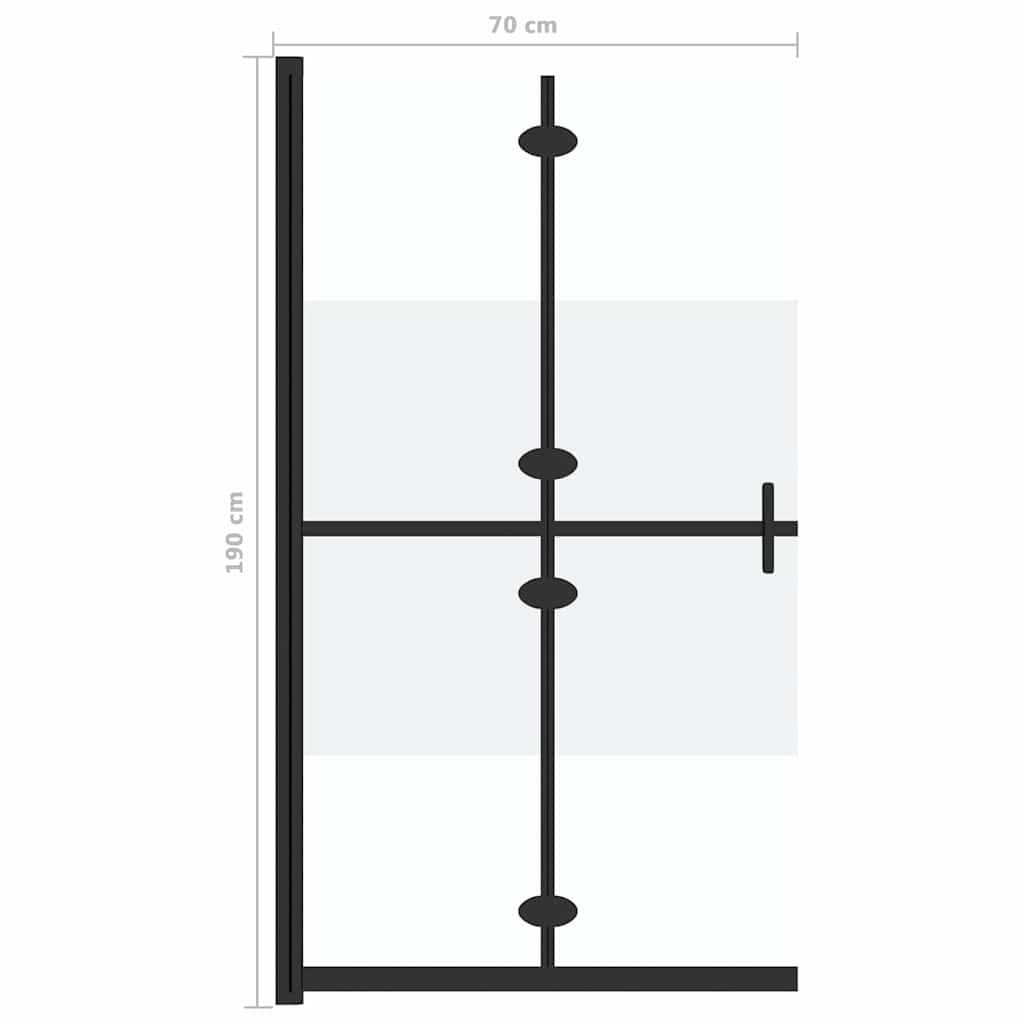 Foldable Walk-in Shower Wall Half Frosted ESG Glass 70x190 cm