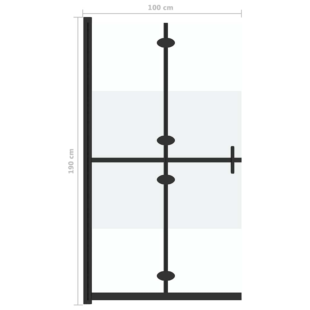 Foldable Walk-in Shower Wall Half Frosted ESG Glass 100x190 cm