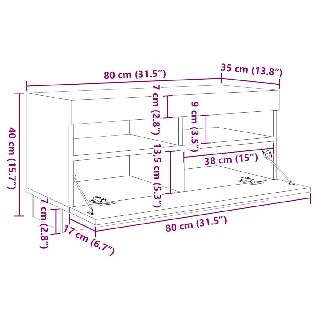 TV Cabinet | White | Engineered wood | 260 cm x 35 cm x 40 cm