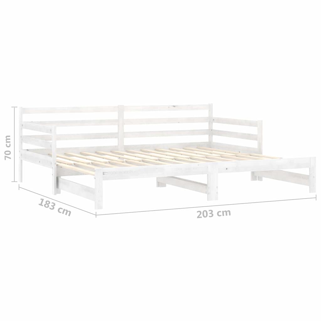 Day Bed | White | Solid Pinewood | 2x | Expandable | Pull-Out Day Bed