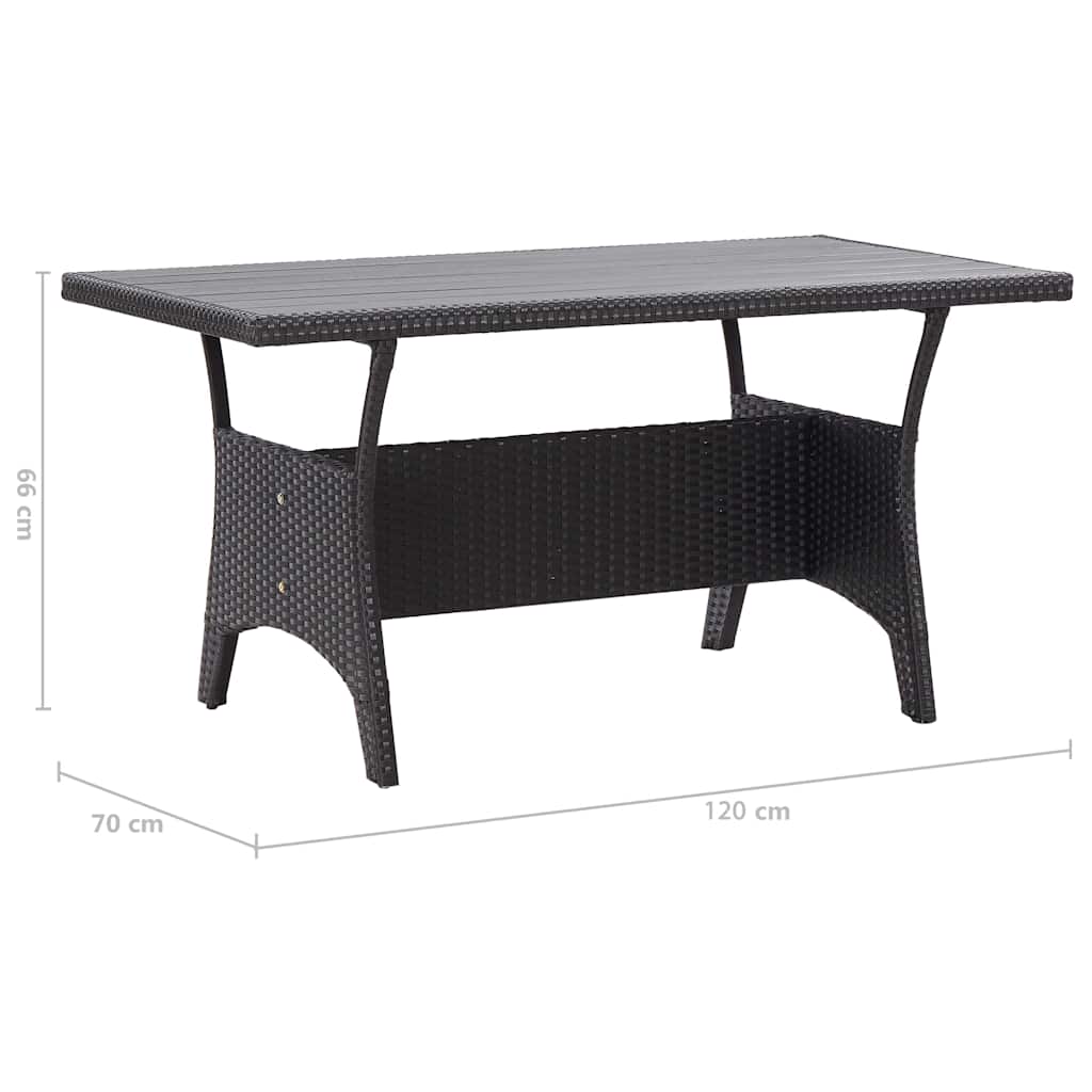 Garden Table | Black | PE rattan, PS board, powder-coated steel | Medium