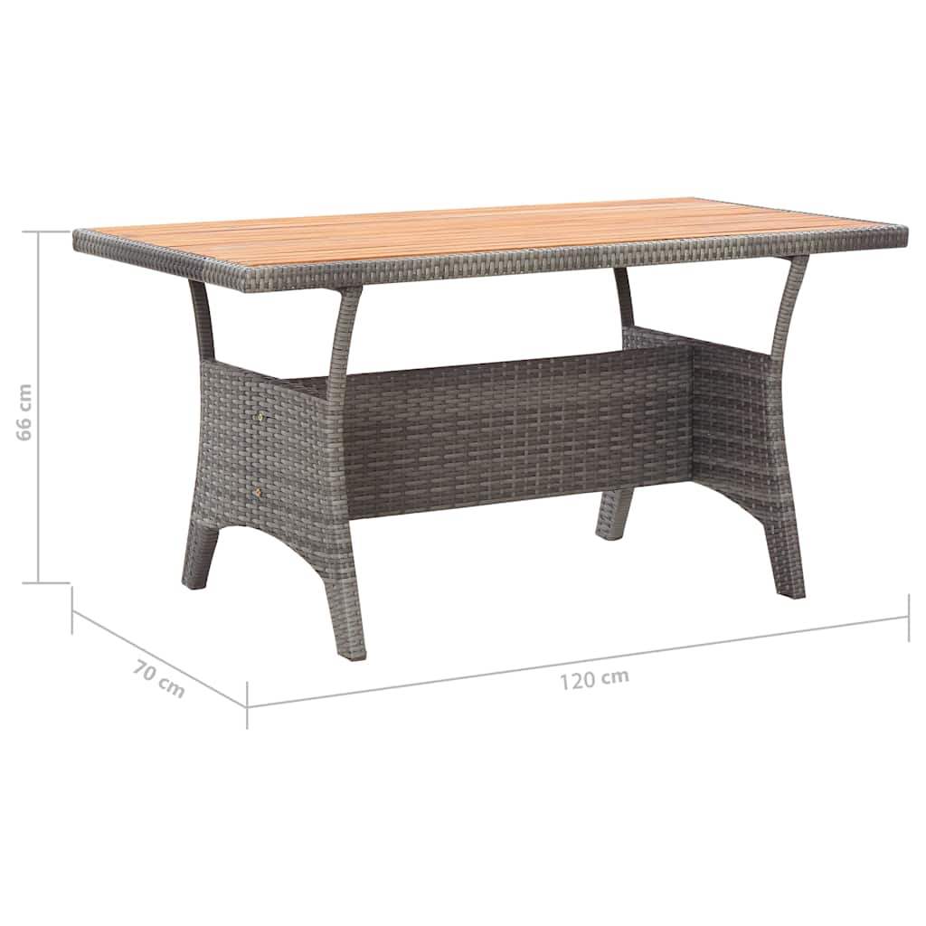 Garden Table | Grey | Solid Acacia Wood, PE Rattan, Powder-Coated Steel