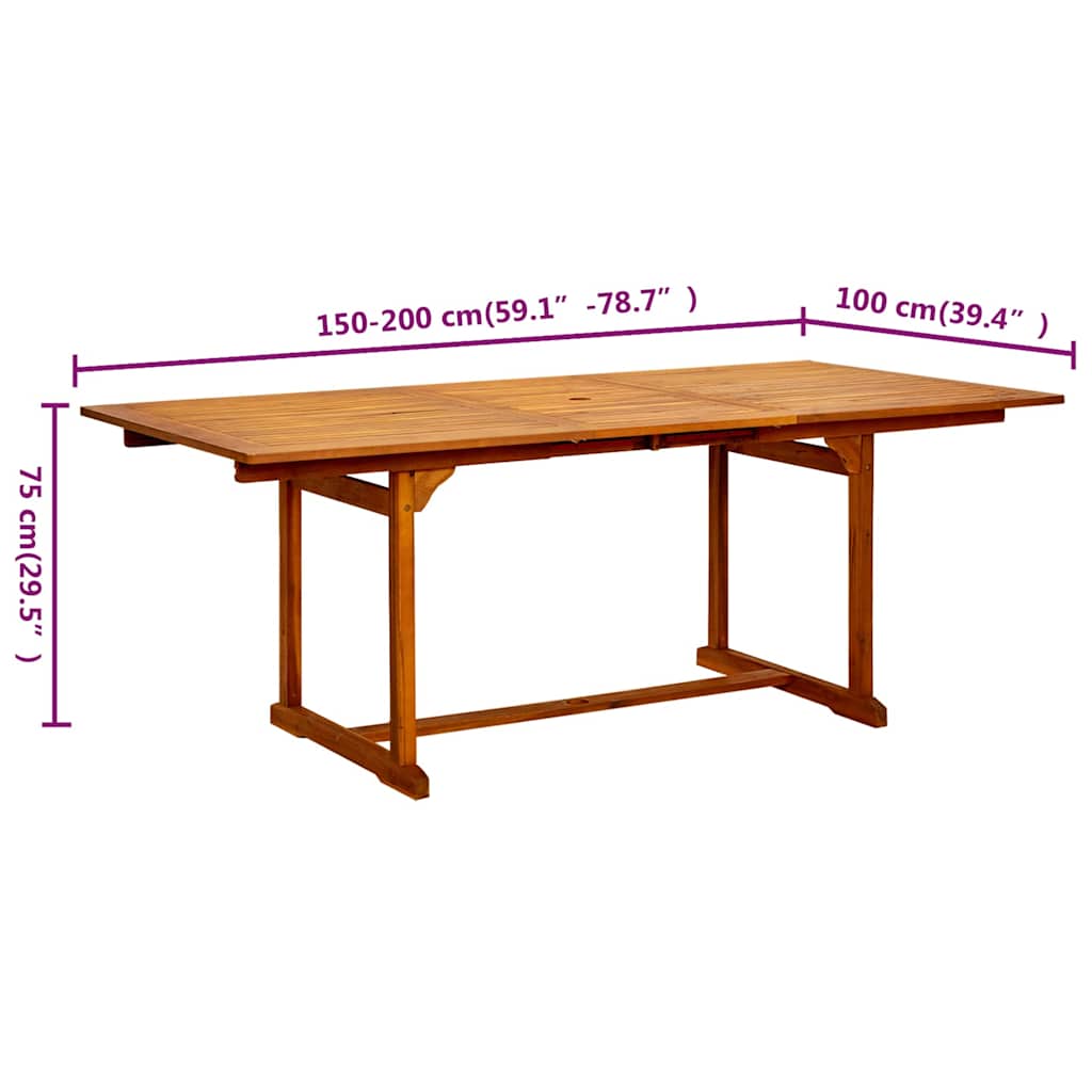 Garden Table | Natural wood | Solid acacia wood | Medium | Extendable