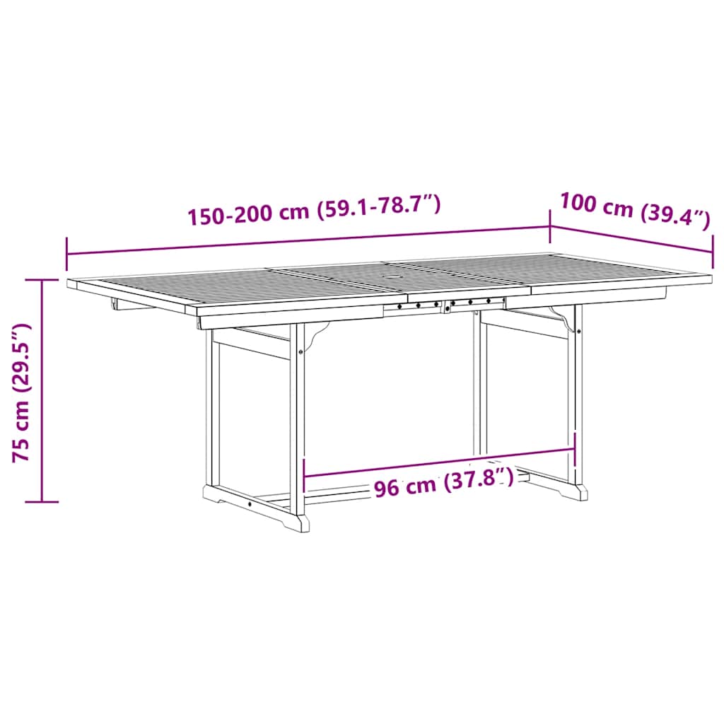 Garden Table | Grey | Solid Acacia wood | Medium | Extendable
