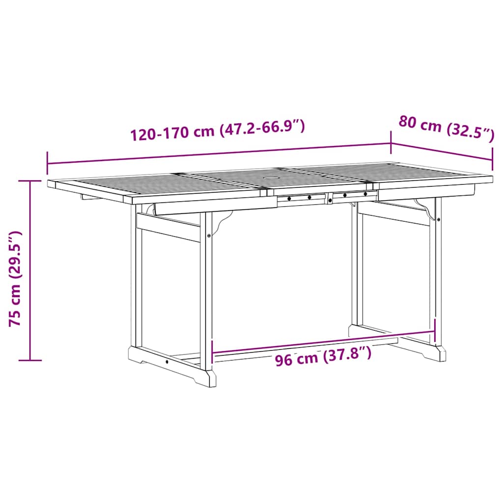 Garden Table | Grey | Solid Acacia Wood | Medium | Extendable