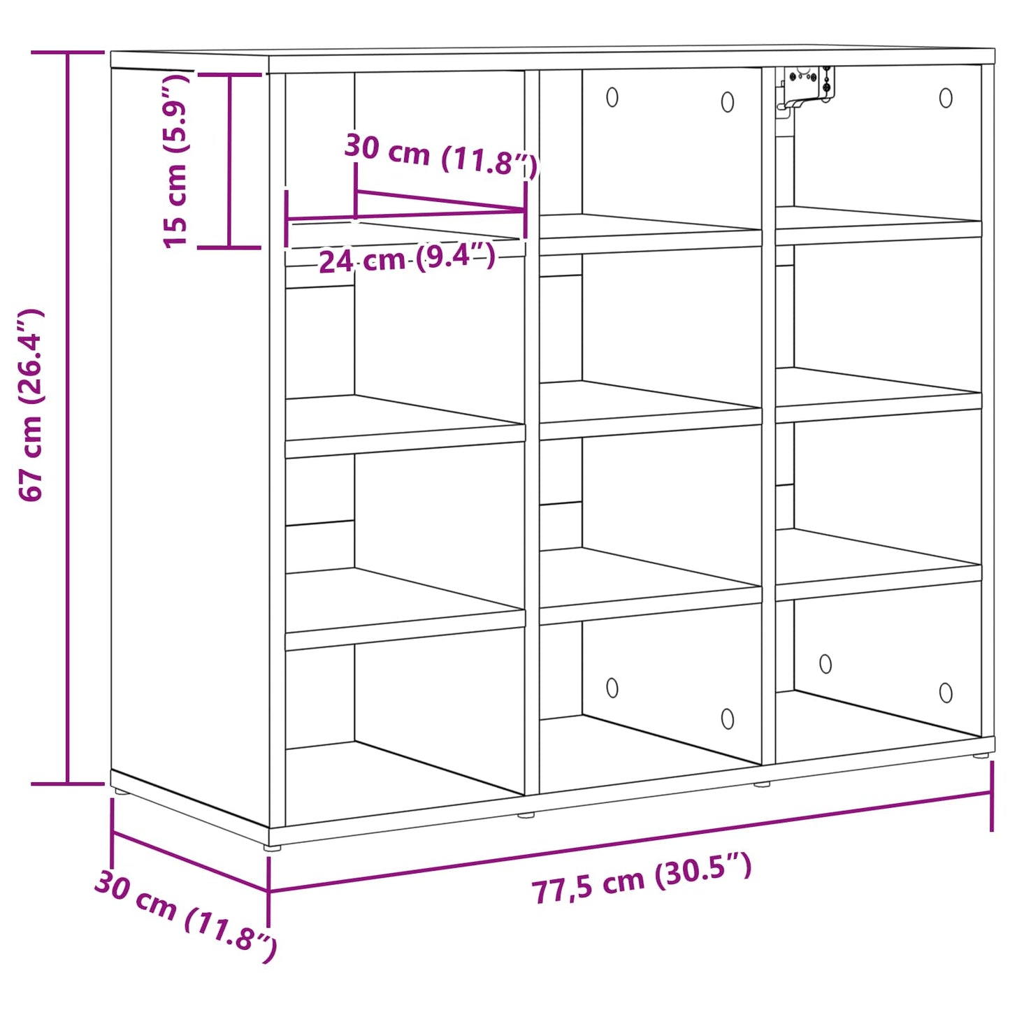 Shoe Cabinet Concrete grey 77.5 x 30 x 67 cm Engineered Wood