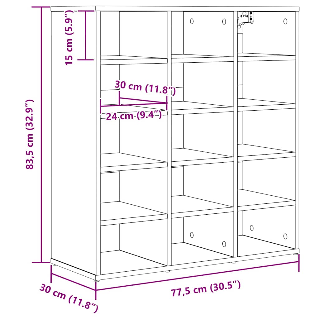 Shoe Cabinet 77.5 x 30 x 83.5 cm Engineered Wood Sonoma Oak