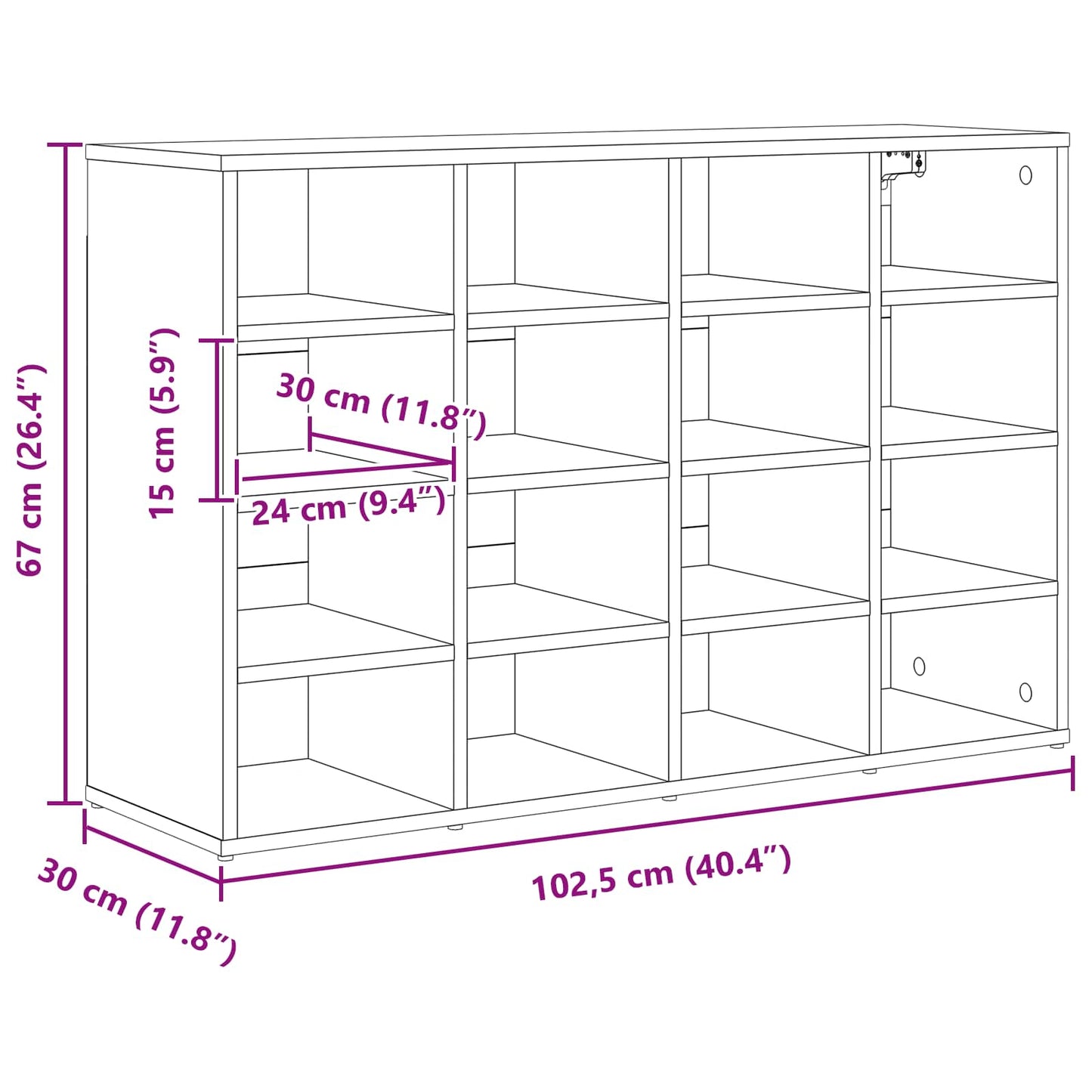 Shoe Cabinet Sonoma Oak 103 x 30 x 67 cm Engineered Wood