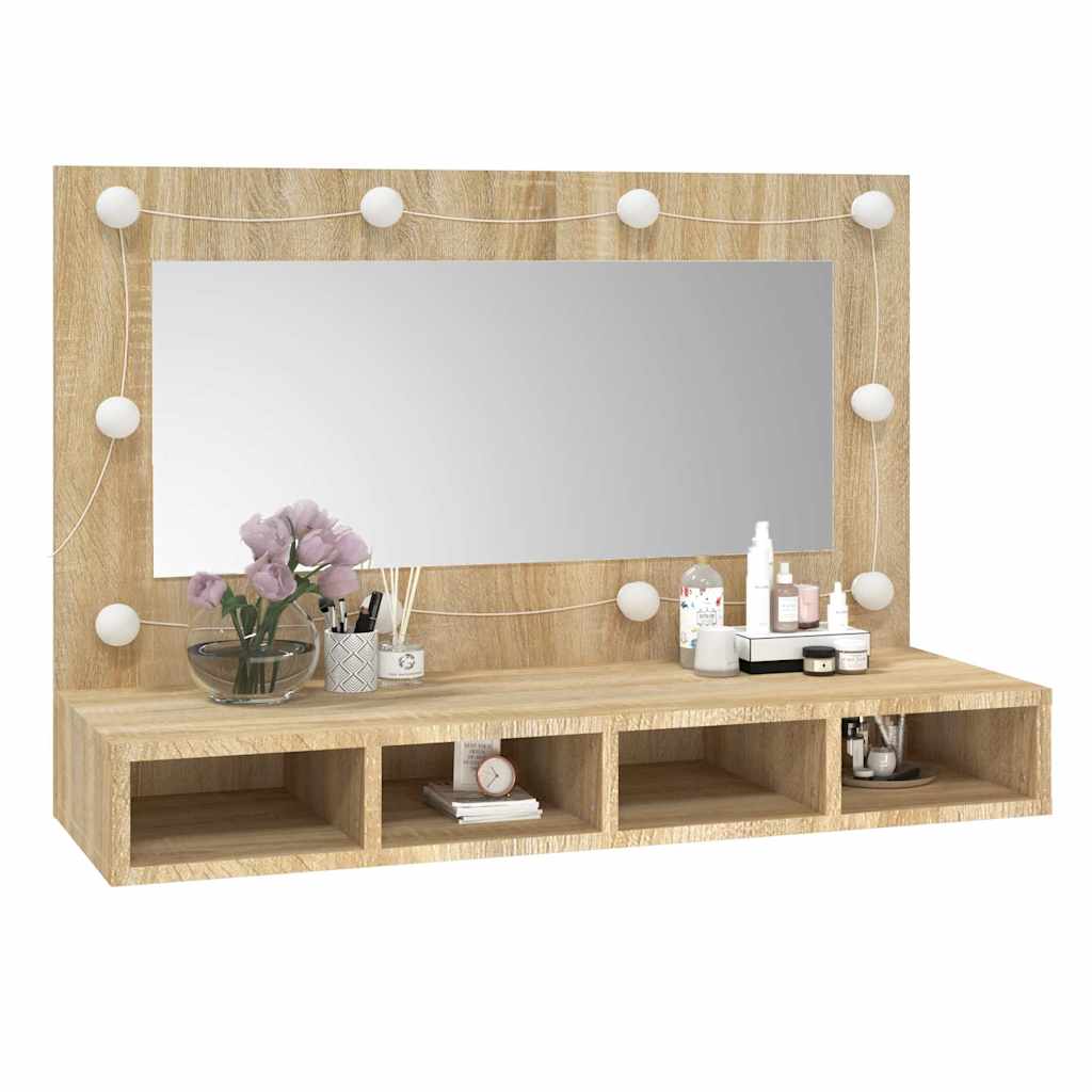 Mirror Cabinet with LED Sonoma Oak 90x31,5x62 cm