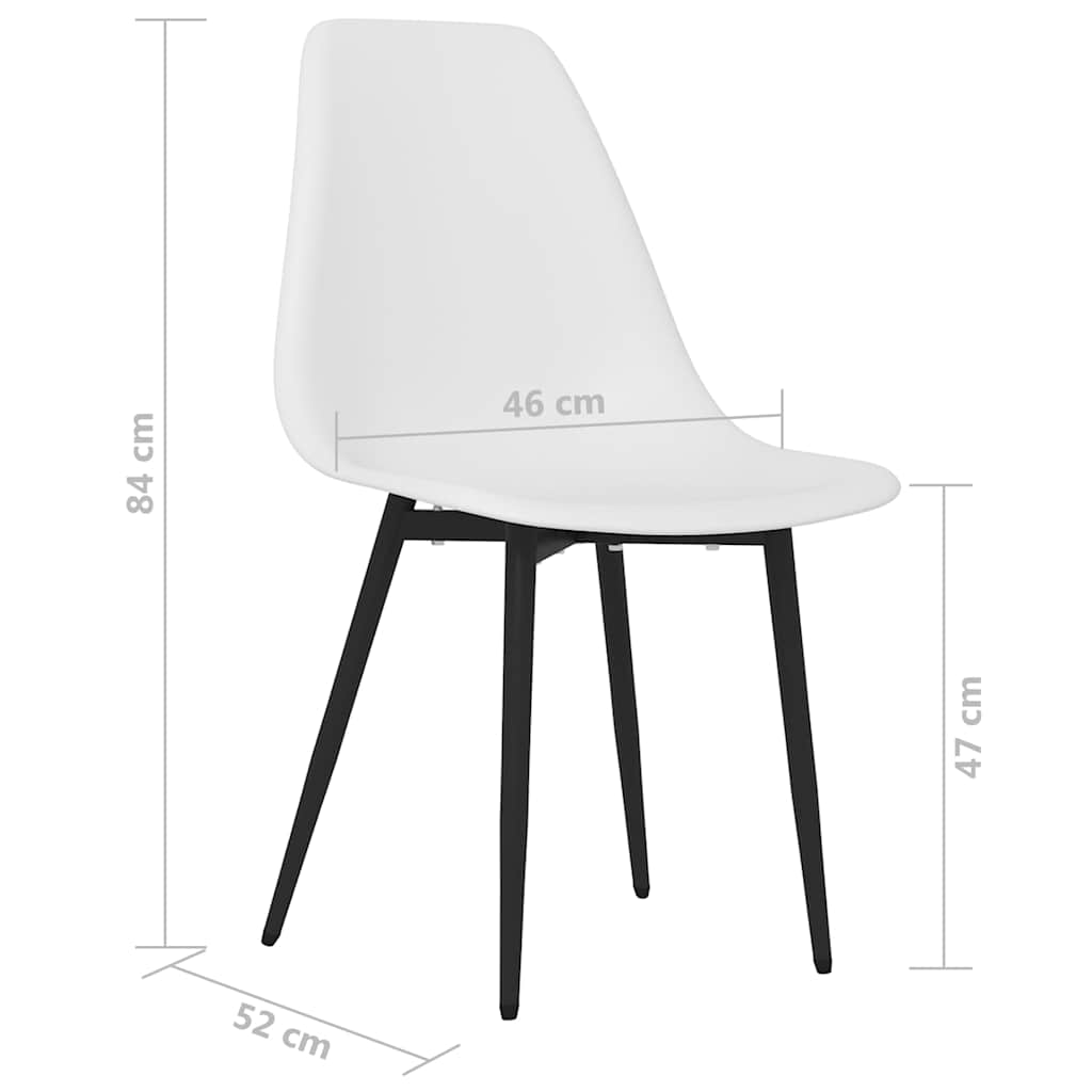 Dining Chair | Set of 4 | White | Polypropylene, Powder-Coated Metal