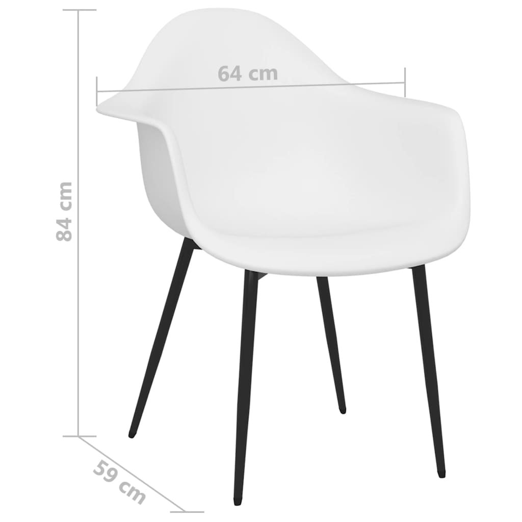 Dining Chair | Set of 2 | White | Polypropylene, Powder-coated metal
