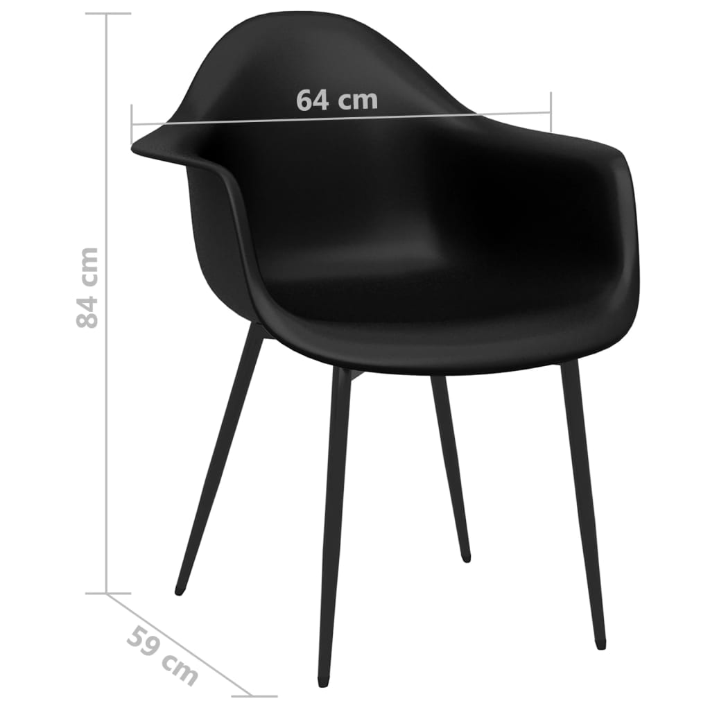 Dining Chair | Set of 2 | Black | Polypropylene | Standard | Durable