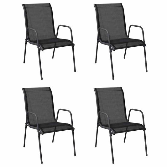 Garden Chairs 4 pcs Steel and Textilene Black