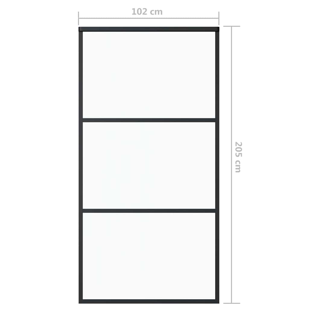 Sliding Door with Hardware Set ESG Glass&Aluminium 102x205 cm