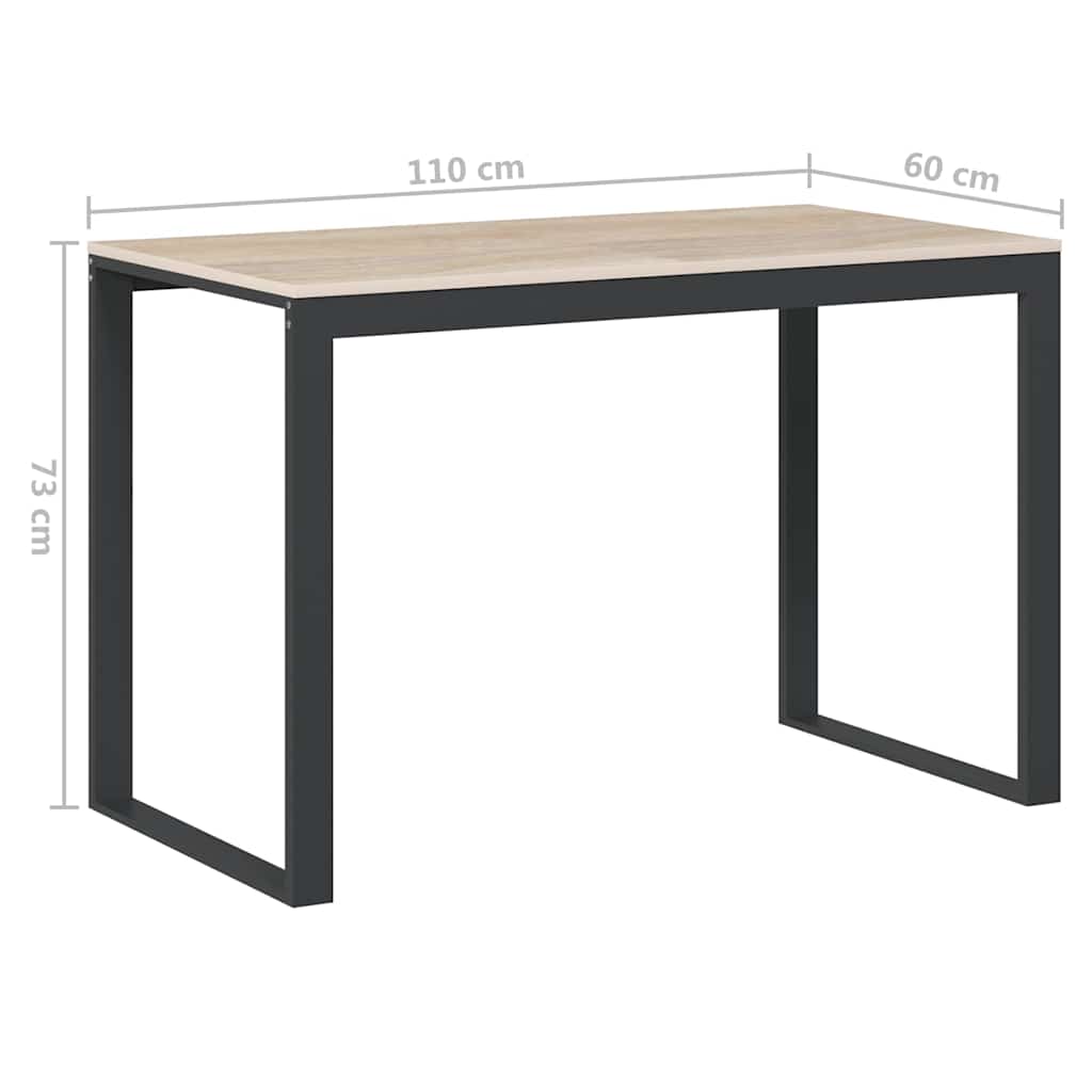 Computer Desk | Black and Oak | Engineered Wood, Powder-Coated Metal
