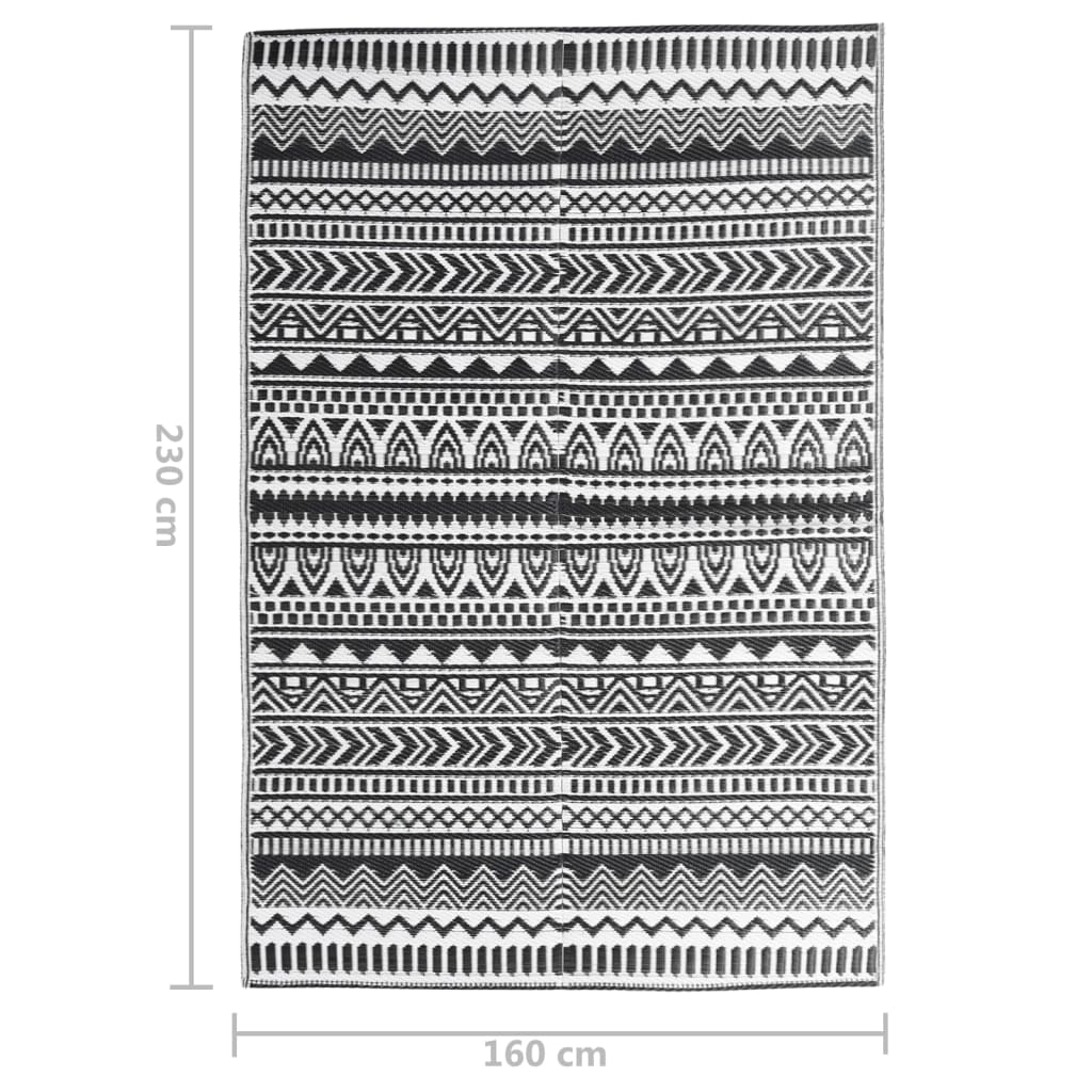 Outdoor Rug | Black | Polypropylene | 160 x 230 cm | Pattern
