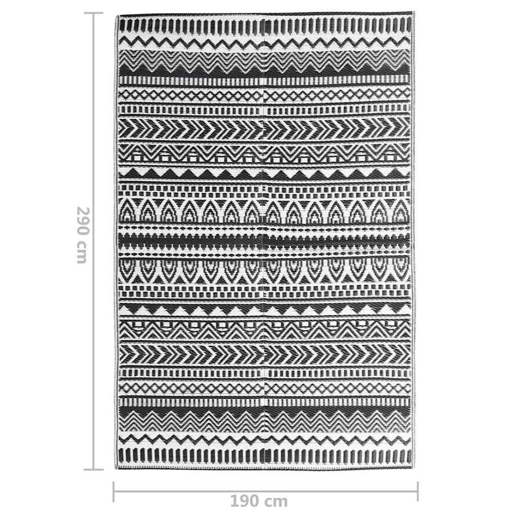 Outdoor Rug | Black | Polypropylene | Large | Decorative Inlays