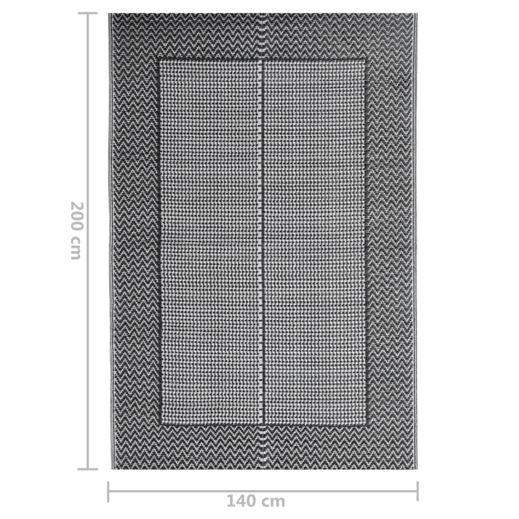 Outdoor Rug | Black | Polypropylene | 140x200 cm | Pattern | Outdoor Rug
