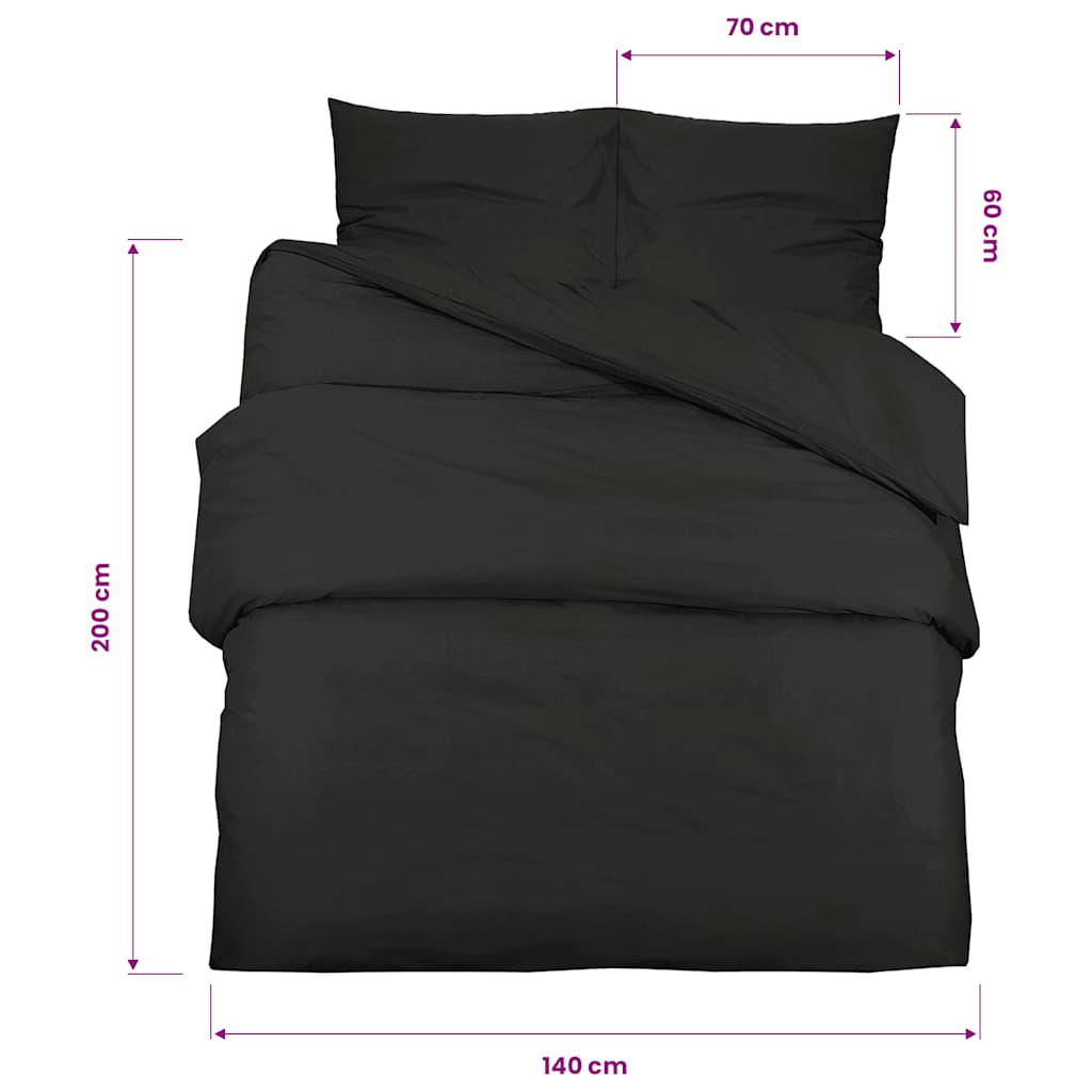 Duvet Cover Set Black 140x200 cm Light-weight Microfiber