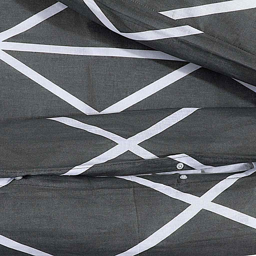 Duvet Cover Set Dark Grey and White 140x200 cm Cotton