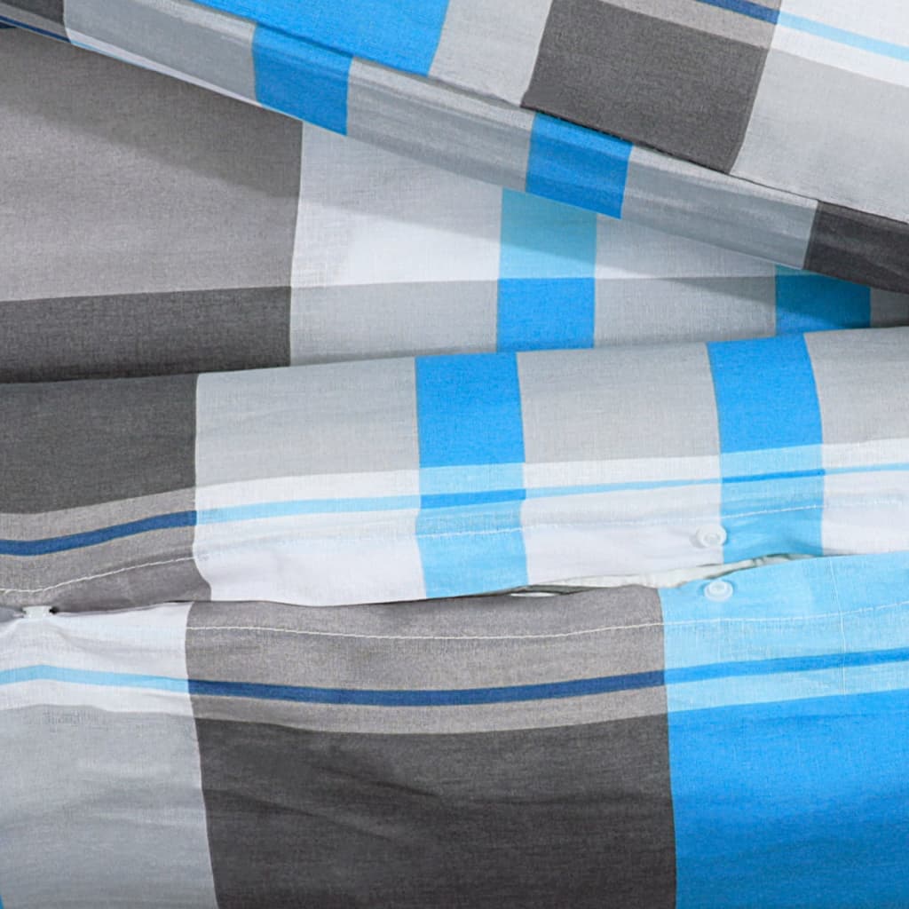 Duvet Cover Set Blue and Grey 240x220 cm Cotton