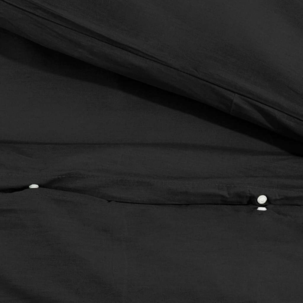 Duvet Cover Set Black 155x220 cm Cotton