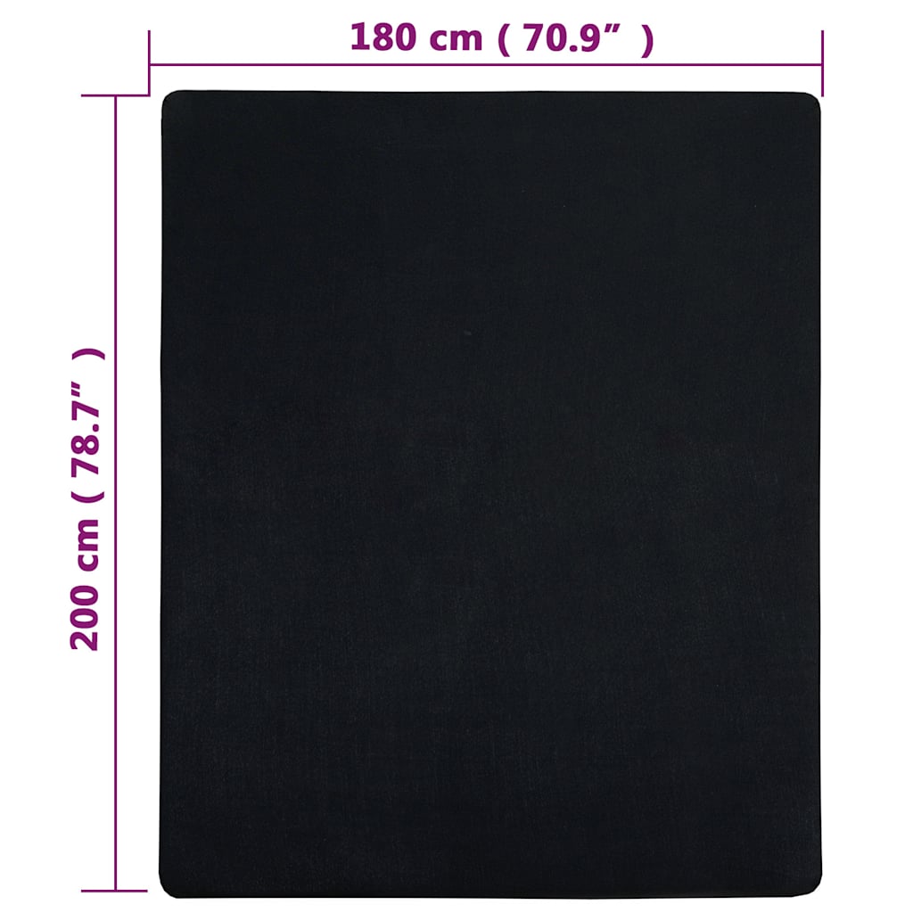 Jersey Fitted Sheet Black 180x200 cm Cotton