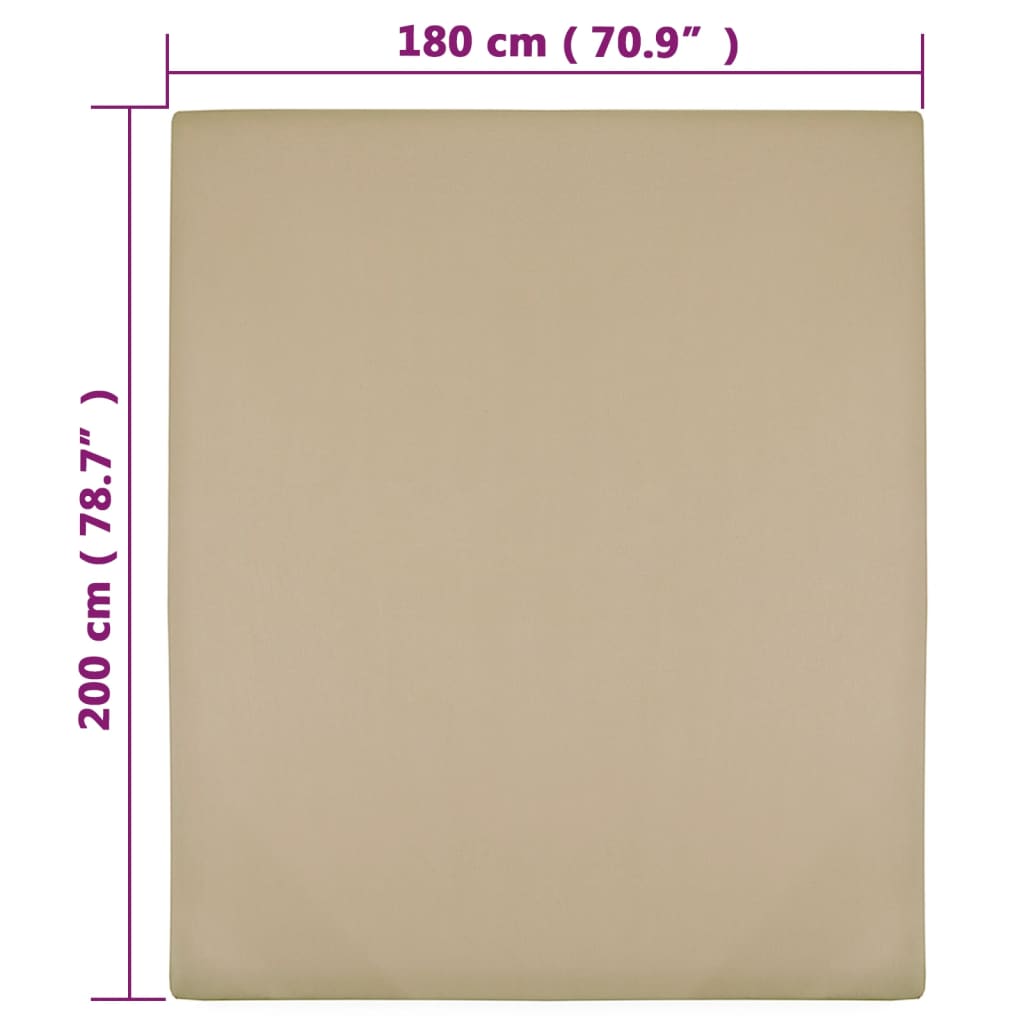 Jersey Fitted Sheet Taupe 180x200 cm Cotton