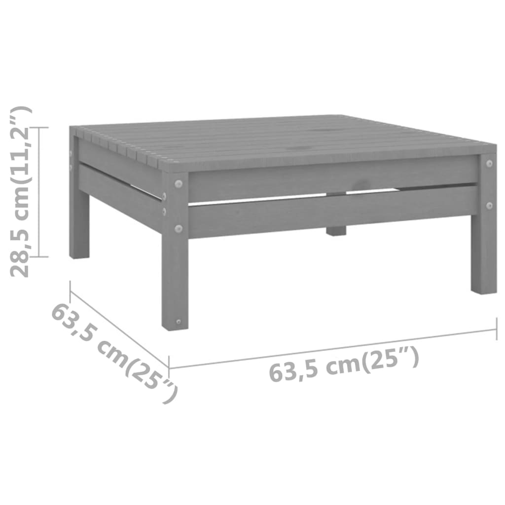 3 Piece Patio Lounge Set Solid Wood Pine Gray