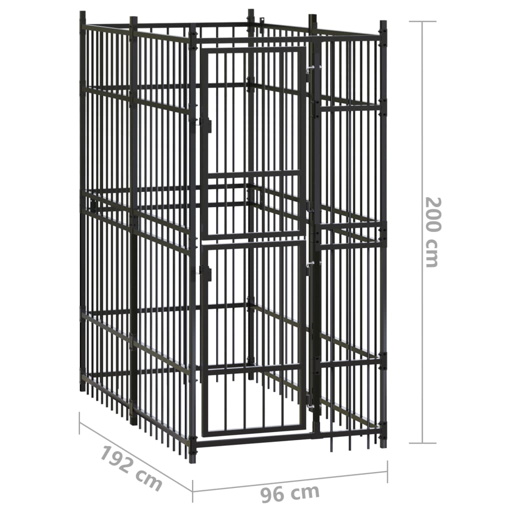 Dog Kennel Black Powder-coated steel One Size Durable