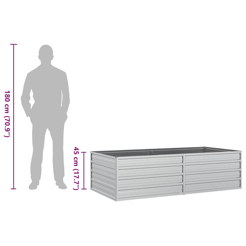Garden Raised Bed 63"x31.5"x17.7" Galvanized Steel Silver