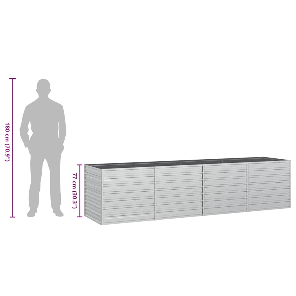 Garden Raised Bed | Silver | Galvanized Steel | 320 x 80 x 77 cm