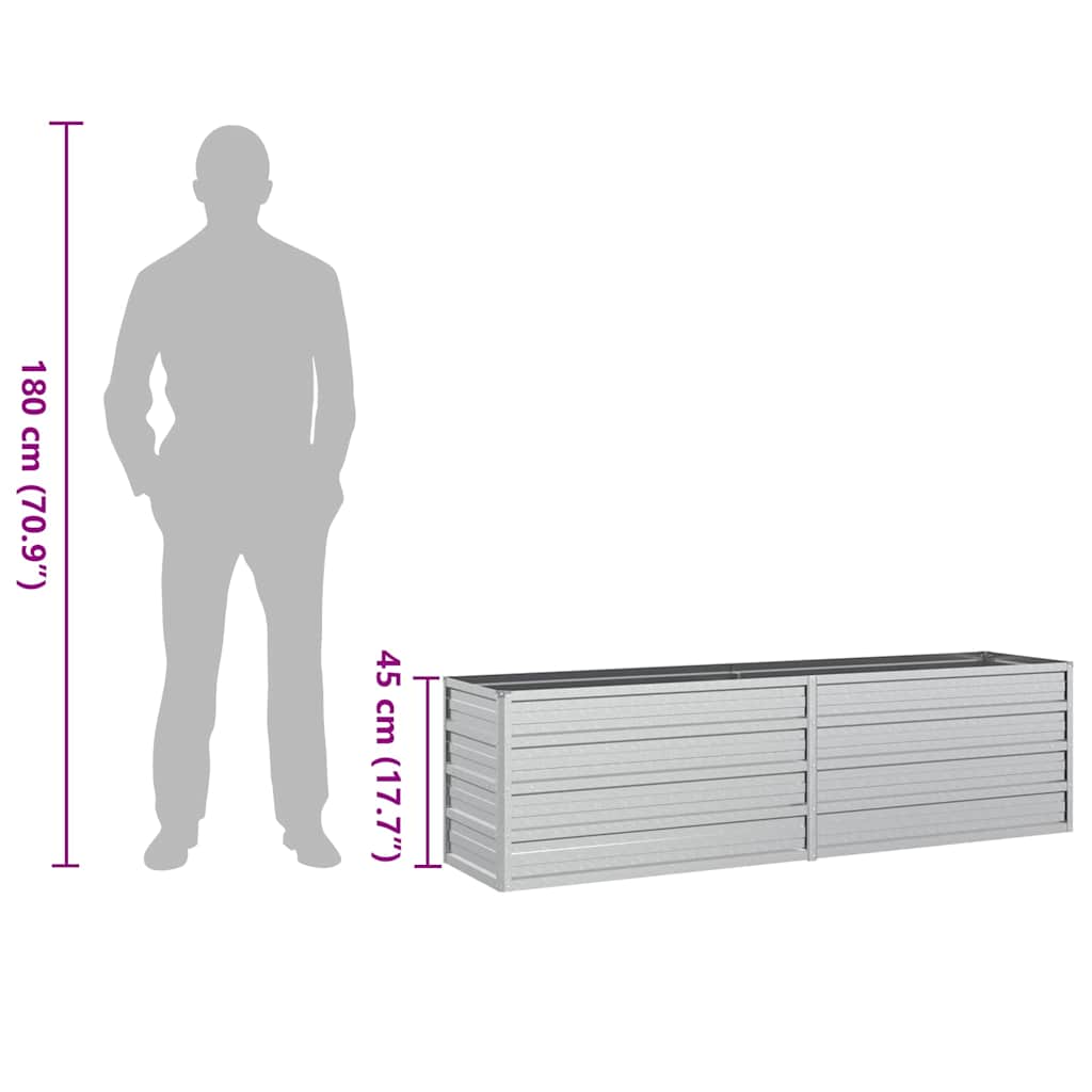 Garden Raised Bed | Silver | Galvanised Steel | 160 x 40 x 45 cm