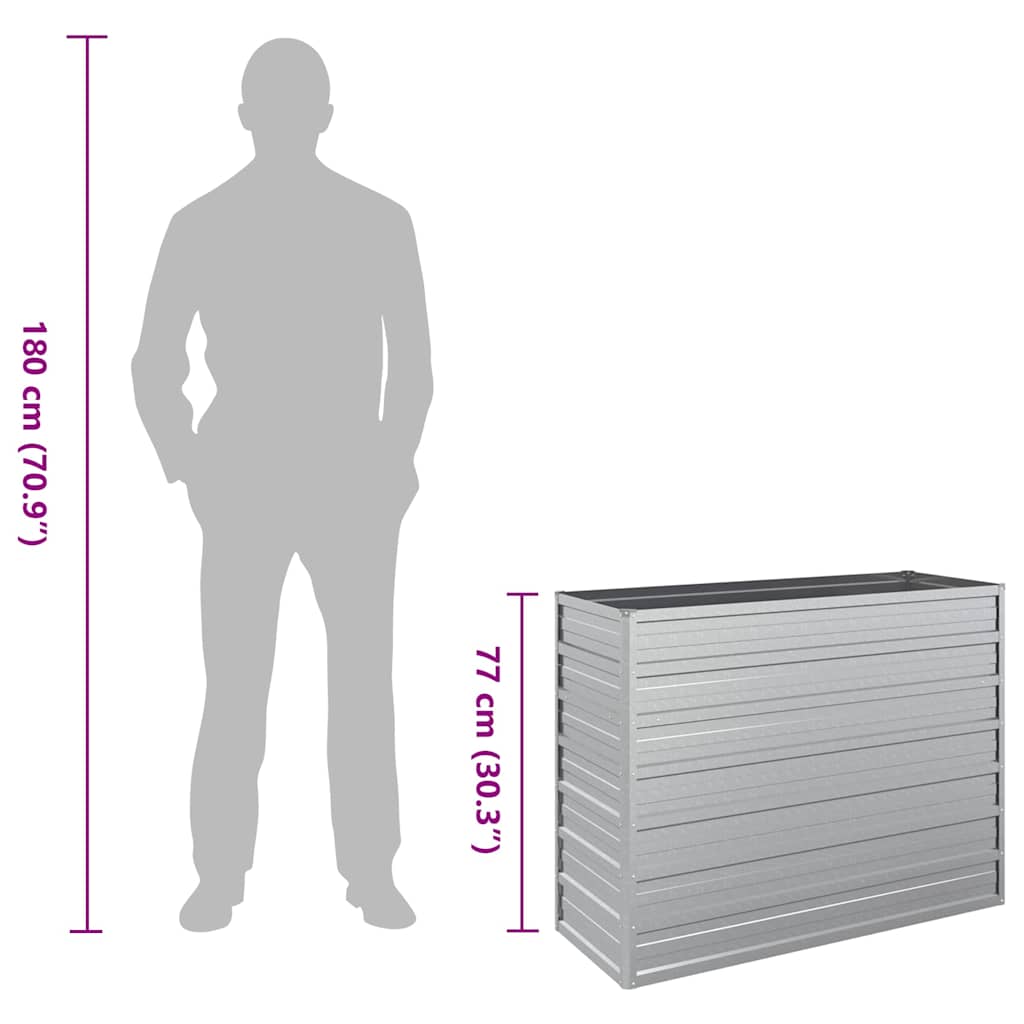 Garden Raised Bed | Silver | Galvanized steel | 100 x 40 x 77 cm
