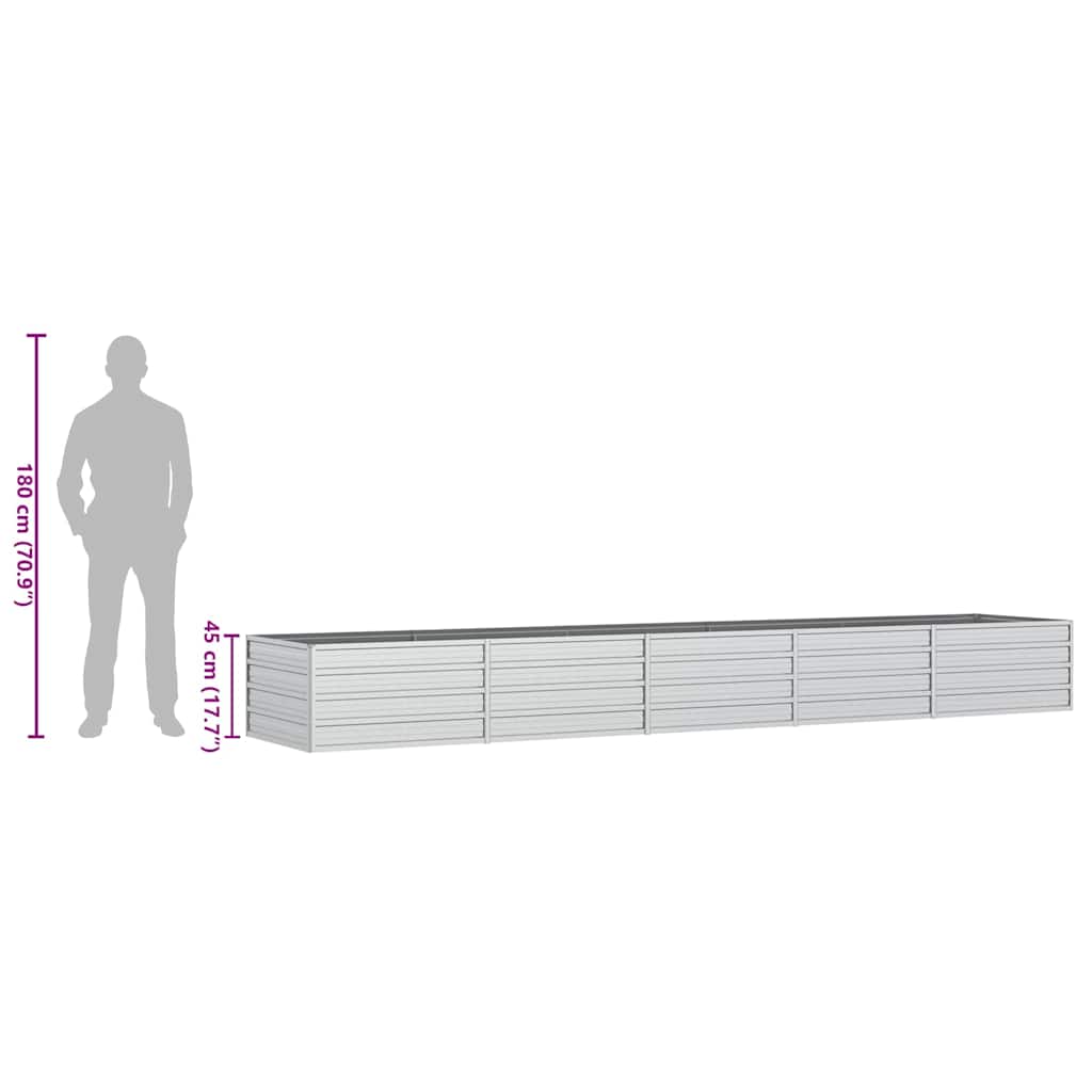 Garden Raised Bed | Silver | Galvanised steel | 400x80x45 cm | Durable