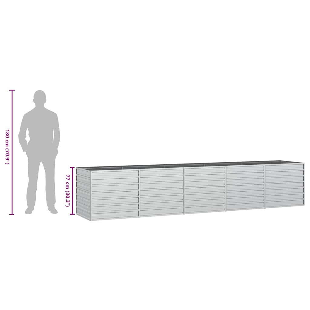 Garden Raised Bed | Silver | Galvanized Steel | 400x80x77 cm | Heavy Duty