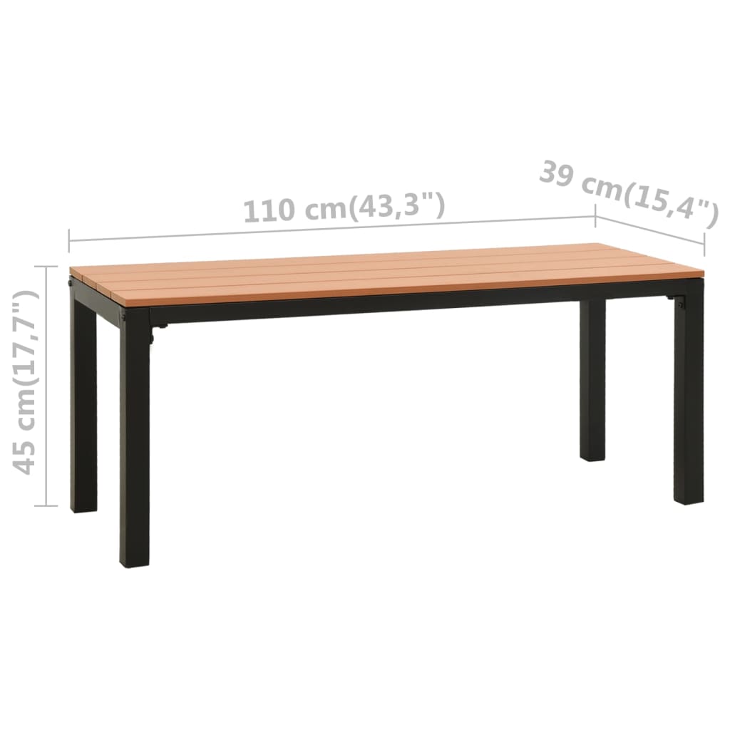 Garden Bench | Brown and Black | Steel | Medium | Durable