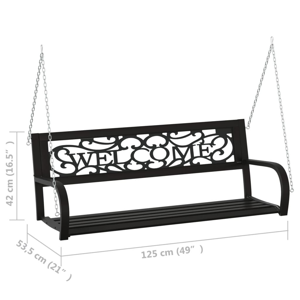 Garden Swing Bench | Black | Steel, Plastic | Medium | Hanging mount
