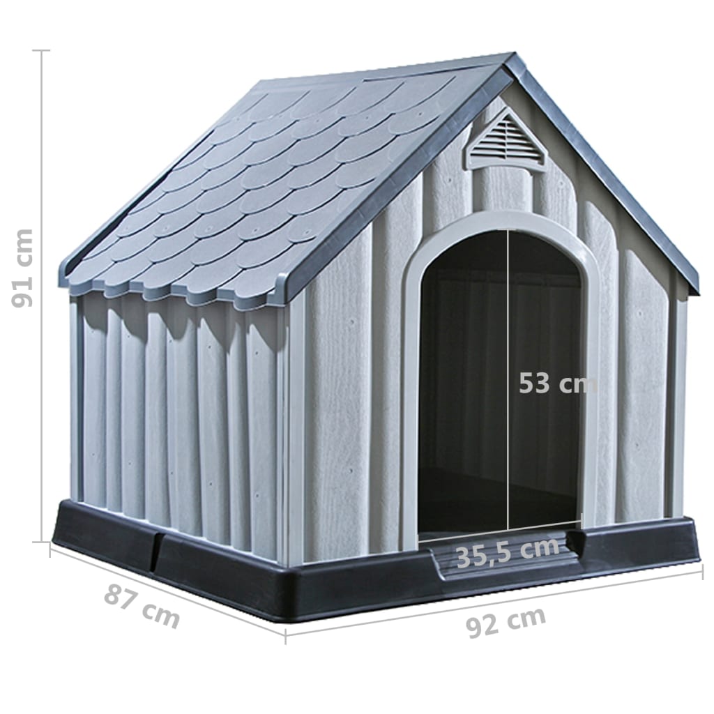 Dog House | Grey | Plastic | Large | Durable | Dog House | Rectangular