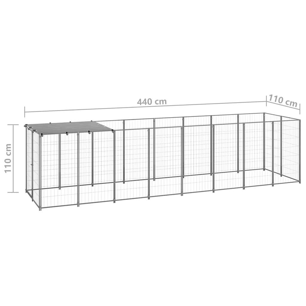 Dog Kennel | Silver and silver grey | PE, powder-coated steel | Large
