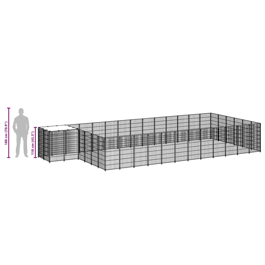 Dog Kennel Silver 22.99 m² Steel