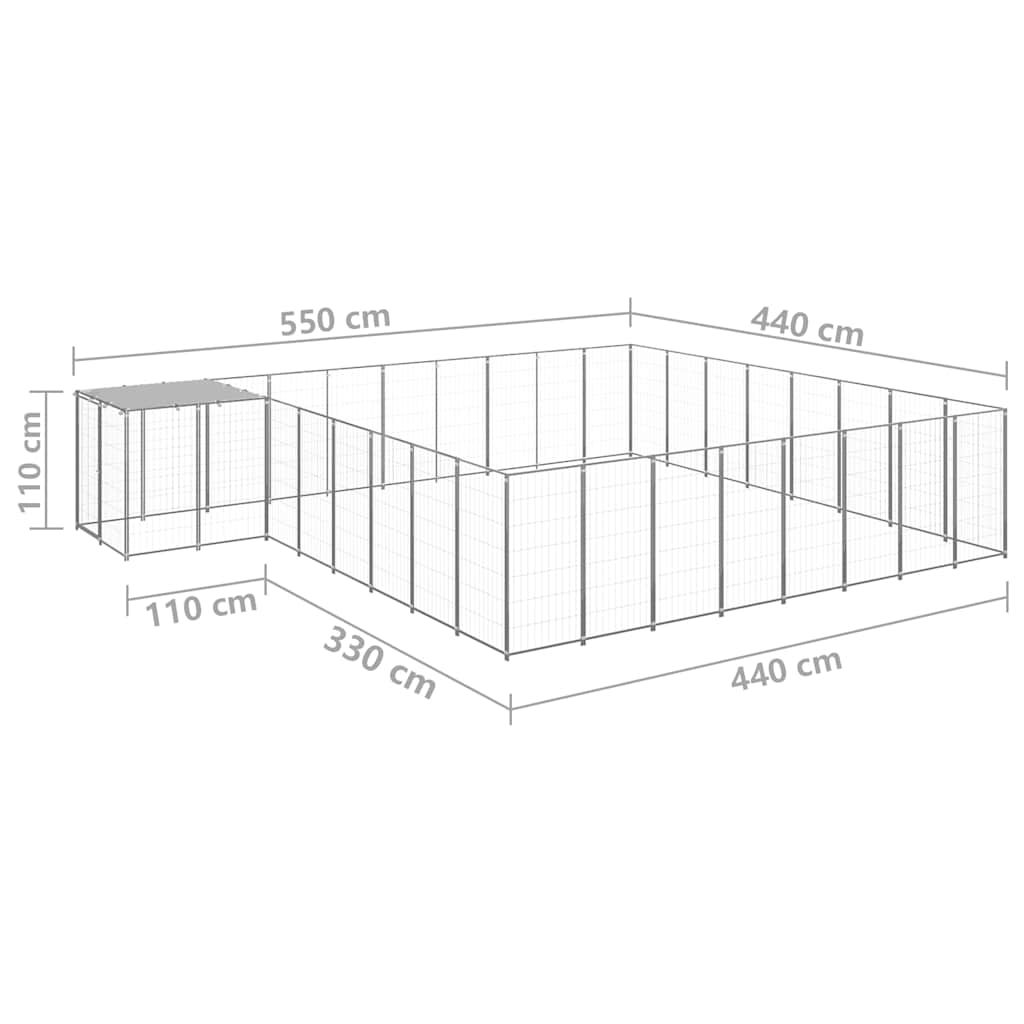 Dog Kennel | Silver and Silver Grey | Steel, Polyethylene