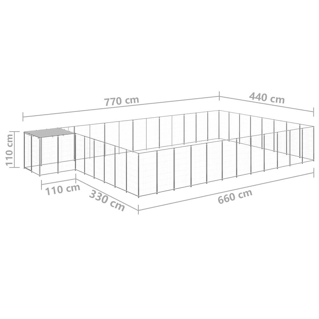 Dog Kennel | Silver, Silver Grey | PE | Large | Dog Kennel | Rectangular