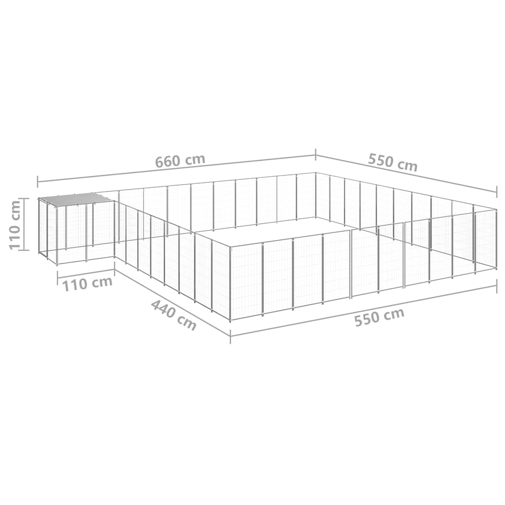 Dog Kennel | Silver, Silver Grey | Polyethylene, Powder-Coated Steel