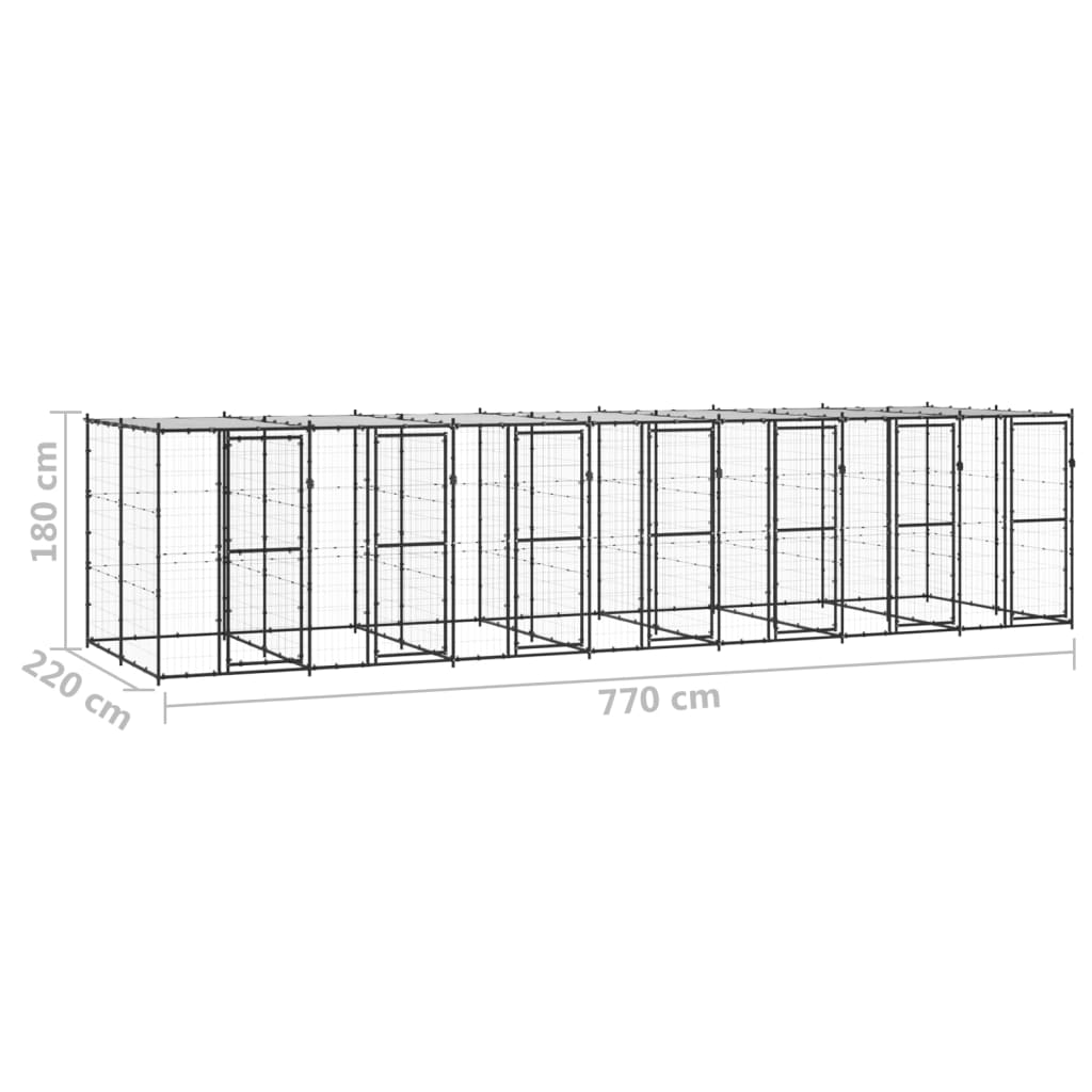 Dog Kennel | Black and silver | Powder-coated steel and PE | 16.94 m²