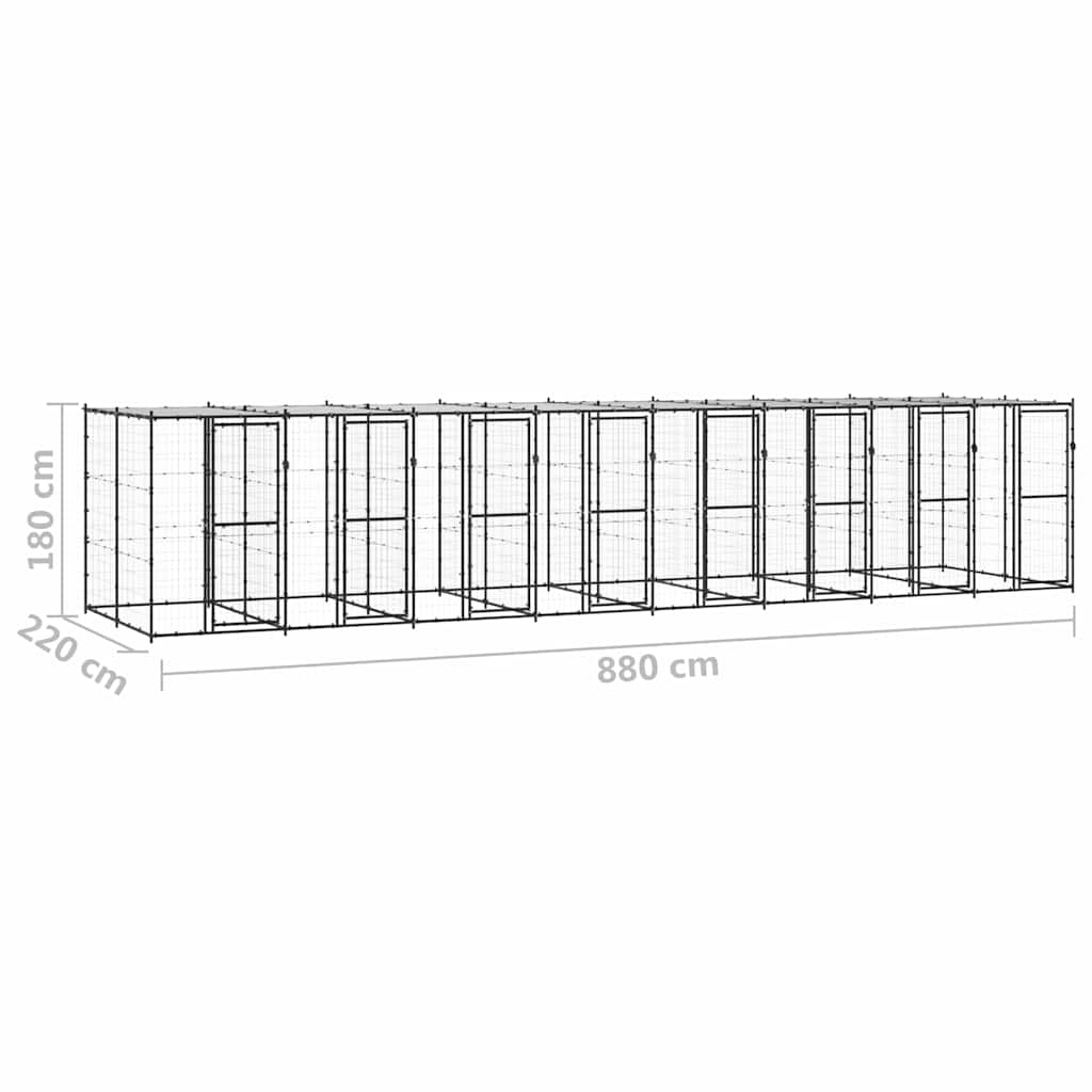 Dog Kennel | Black and Silver | Powder-coated steel | 19.36 m² | Durable
