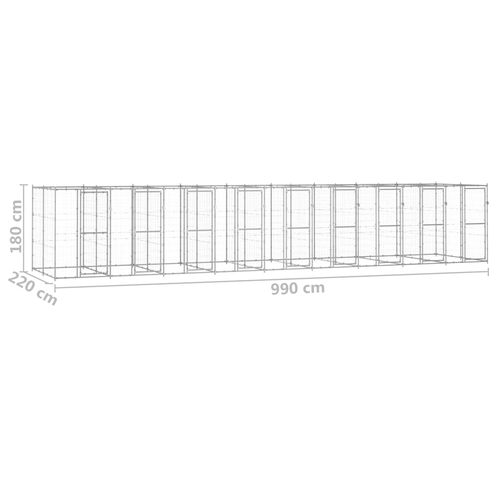 Dog Kennel | Silver | Galvanised Steel | Extra Large | Durable