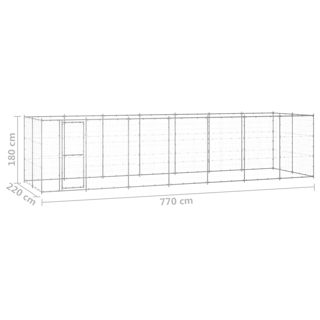 Dog Kennel | Silver | Galvanised steel | Extra Large | Durable